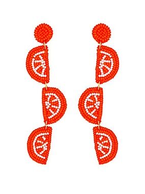Beaded Orange Earring, Seed Bead Fruit Earring, Orange